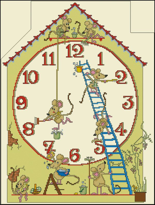 схема вышивки крестом часы с мышами