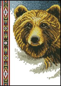 схема вышивки крестом бурый медведь из дикой природы
