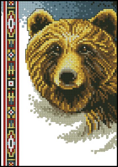 схема вышивки крестом бурый медведь из дикой природы