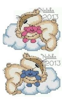 Вышивка крестом детские метрики Милые мишутки