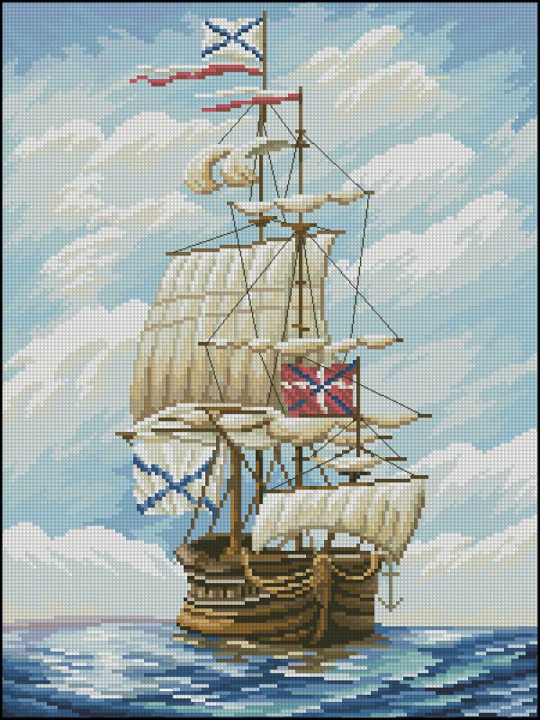 схема вышивки крестом испанский фрегат