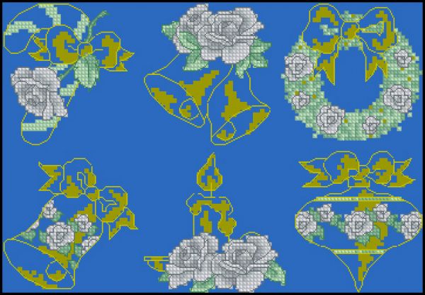 схема вышивки крестом золотые игрушки