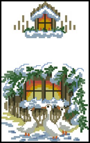 схема вышивки крестом Рождественское окно