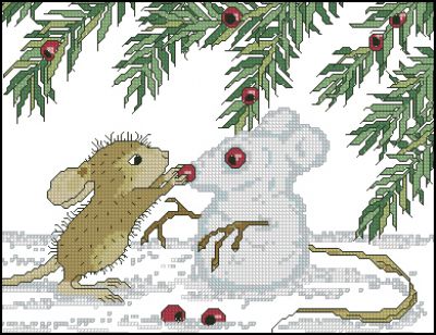 Вышивка крестом Мышиный снеговик