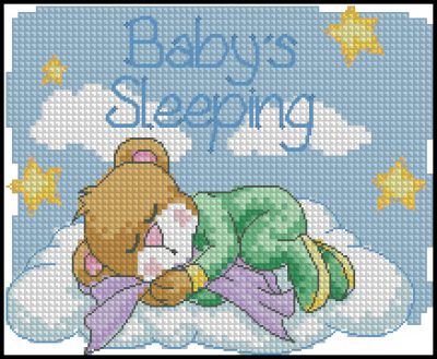 схема для вышивки детской метрики с мишкой