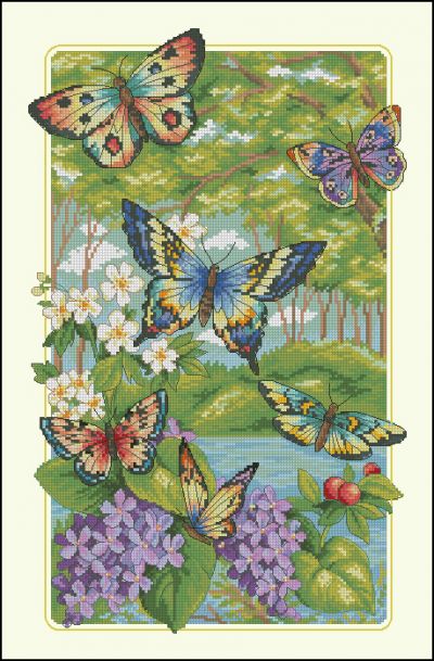 Вышивка крестом Лес бабочек