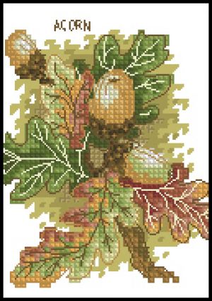 схема для вышивки крестом Жолуди
