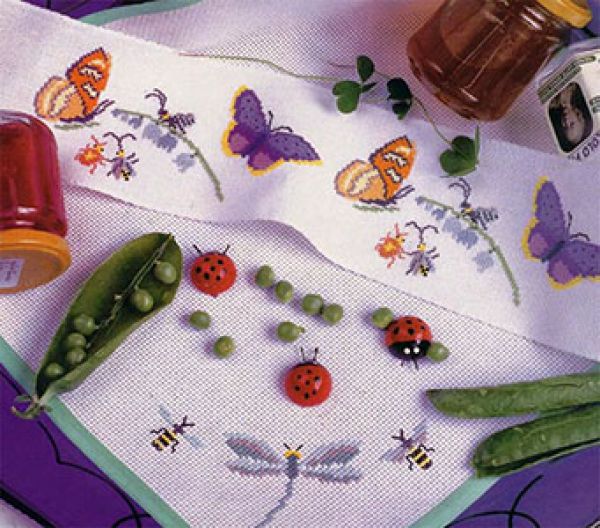 Вышивка крестом Бордюры с бабочками