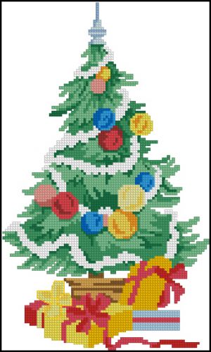 схема вышивки крестом ёлочка на Новый год