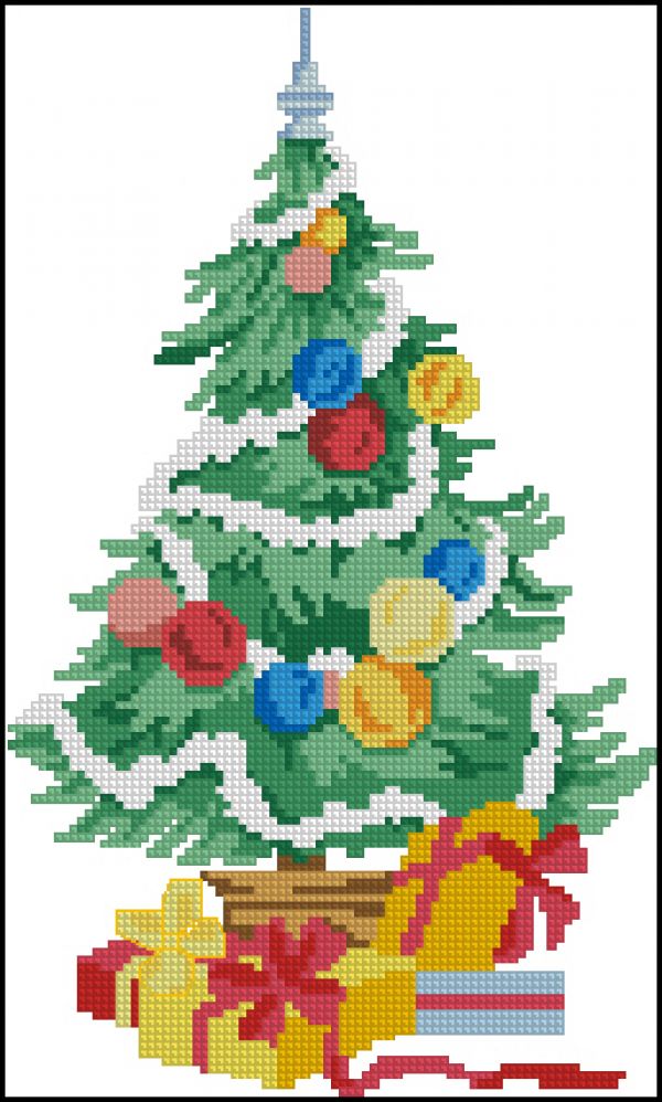 схема вышивки крестом ёлочка на Новый год