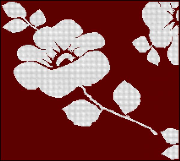 Вышивка крестом Подушка - тень розы