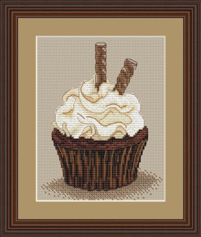 Вышивка крестом Капкейк с шоколадной трубочкой