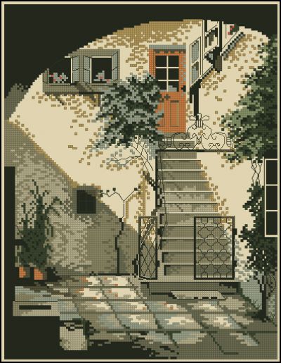 схема вышивки крестом старый город часть 2