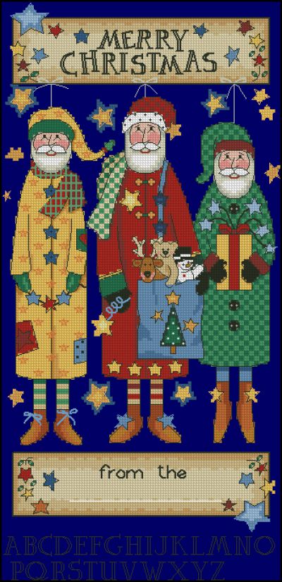 схема вышивки крестом Счастливого Рождества