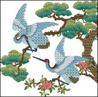 Вышивка крестом Свиданье журавлей