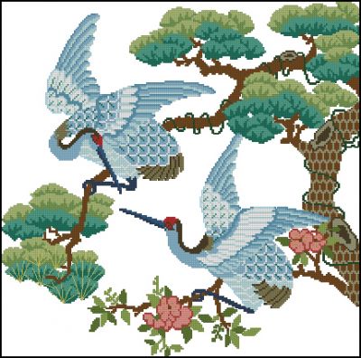Вышивка крестом Свиданье журавлей