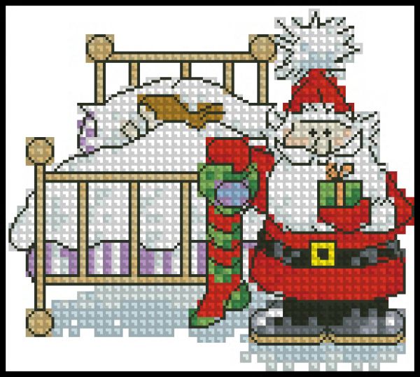 схема вышивки крестом новогодние носочки