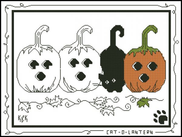 Вышивка крестом Кот среди тыкв
