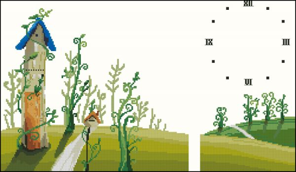 схема вышивки крестом весенние часы
