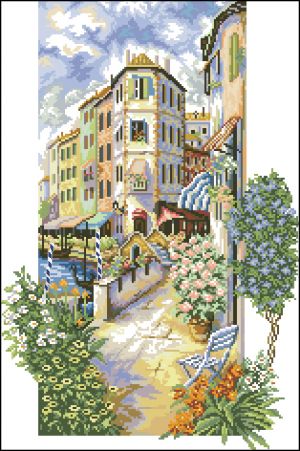 схема вышивки крестом городские улочки 