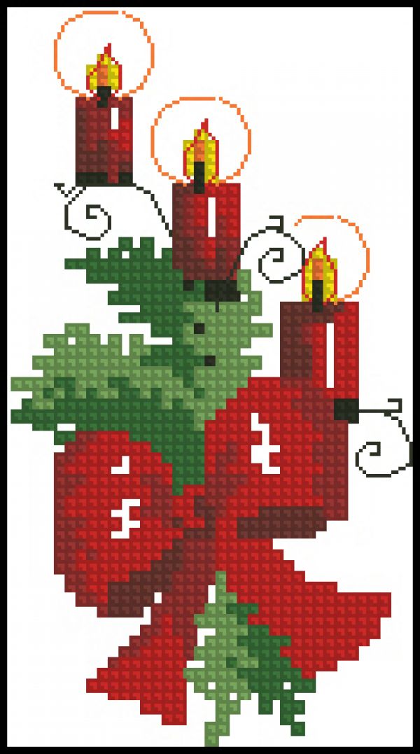 схема вышивки крестом праздничный подсвечник