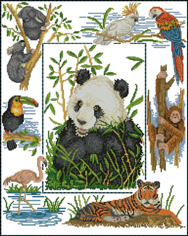 Вышивка крестом Образец дикой природы мира