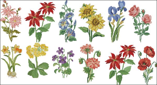 Вышивка крестом Цветочная серия - открытки