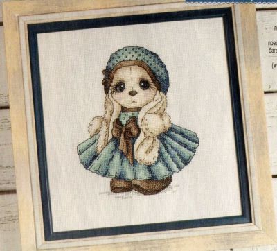 схема вышивки крестом портрет в голубом