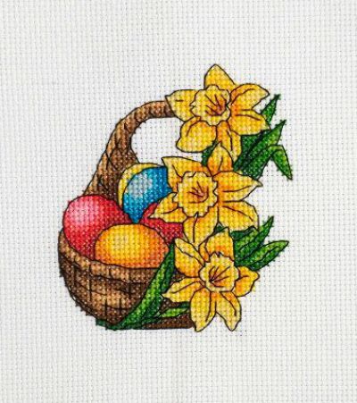 схема вышивкии крестом пасхальная корзина