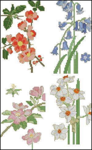 Вышивка крестом Цветочный квартет