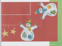 Вышивка крестом Снеговички для скатерти