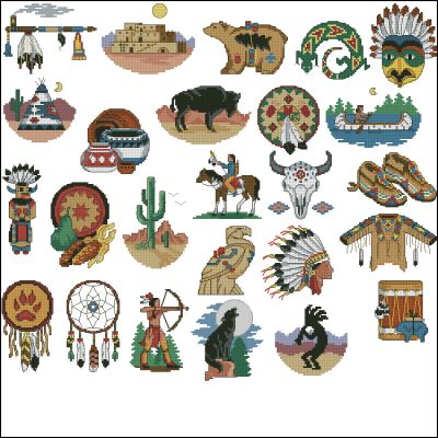 Вышивка крестом Индейские мини-мотивы