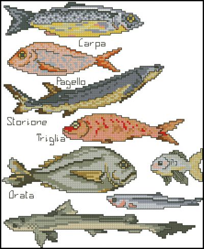 Вышивка крестом Рыбный семплер