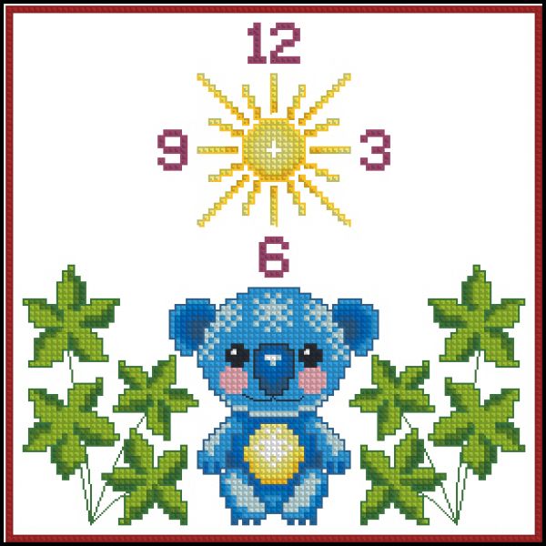 схема вышивки крестом часы с коалой