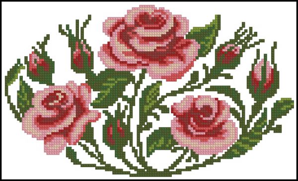 Вышивка крестом Розы для салфетки