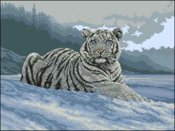 схема для вышивки крестом Белый тигр