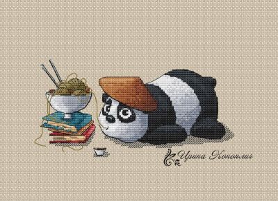 Вышивка крестом Обжорка панда
