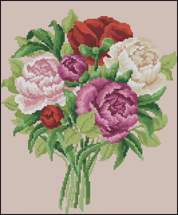 Вышивка крестом Божественные пионы