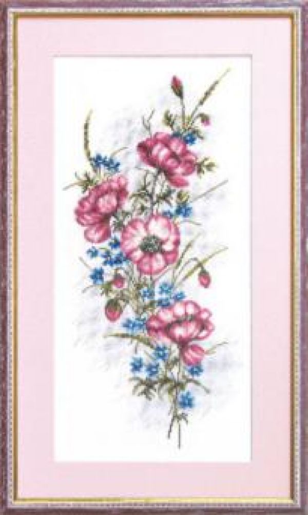 схема вышивки крестом весенние цветы маки с васильками