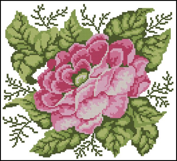 схема вышивки крестом подушка с розой
