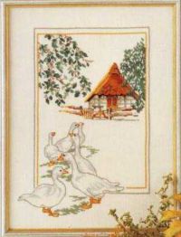 Вышивка крестом Гуси во дворе