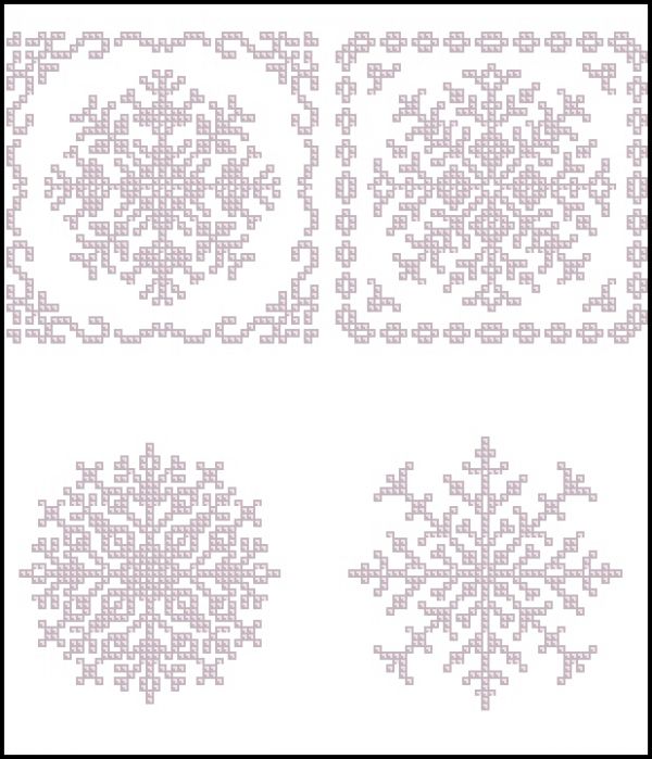 схема вышивки крестом или бисером искристые снежинки
