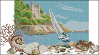 Вышивка крестом Морской пейзаж с ракушками 3ч