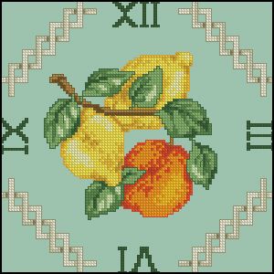 схема вышивки крестом часы с лимонами