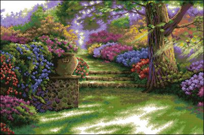 Вышивка крестом Следы леса