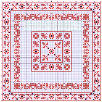 Вышивка крестом Салфетка с цветочным орнаментом