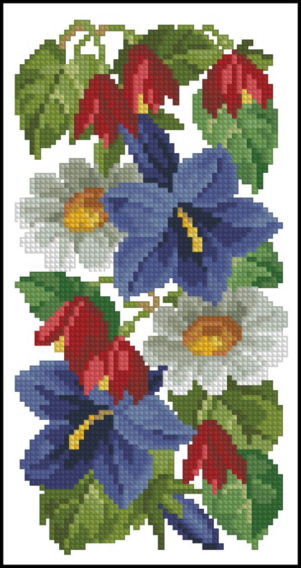 Вышивка крестом Цветочная панелька - дикоцветы