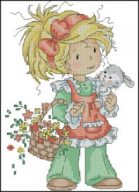 схема для вышивки крестом Весення девченка