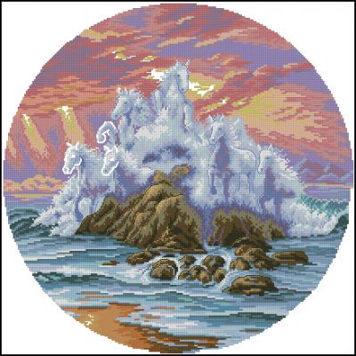 схема вышивки крестом морская волна