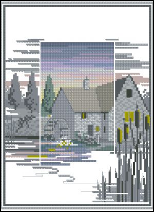 Вышивка крестом Водяная мельница